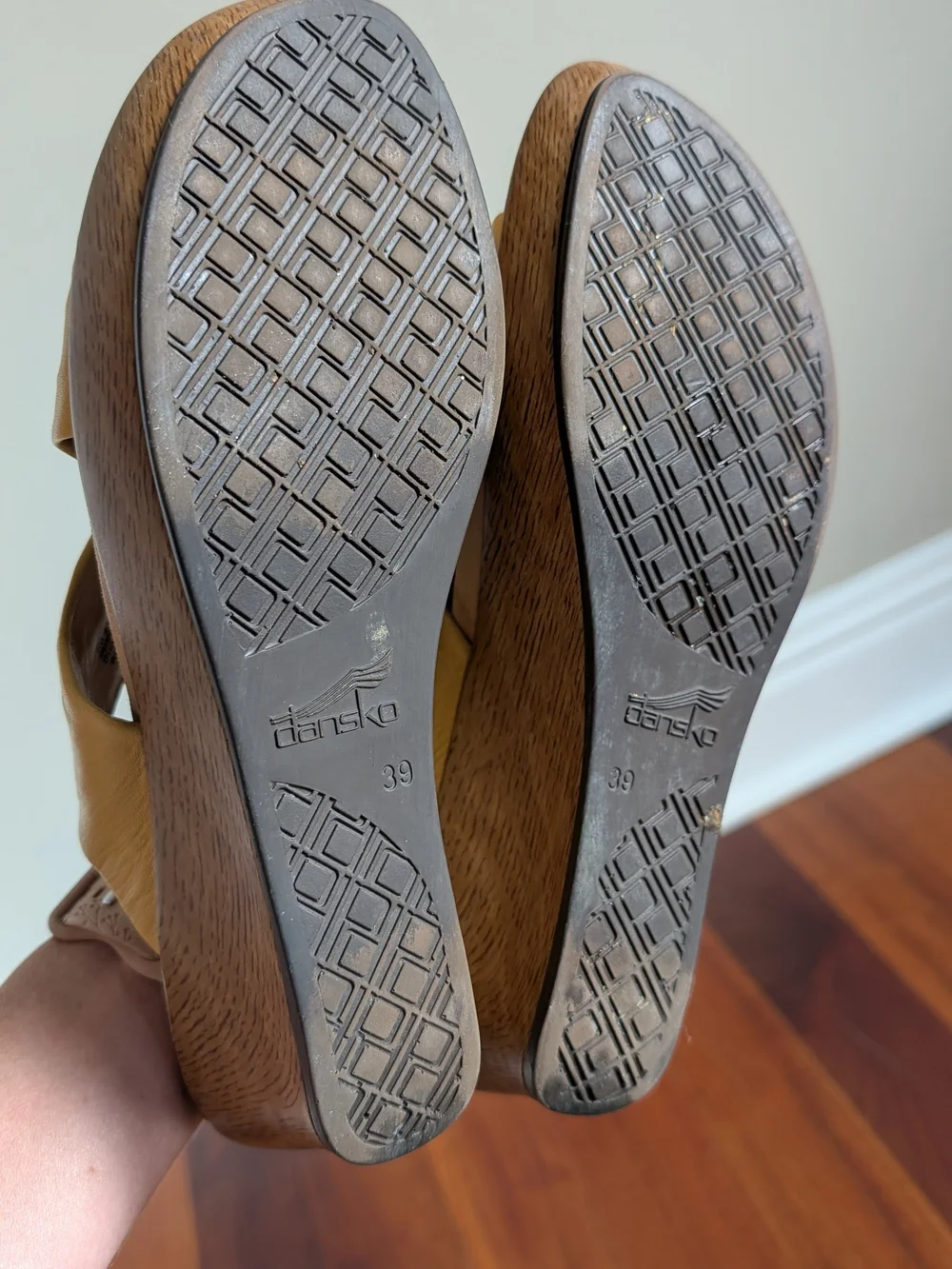 Dansko Yellow Leather Crisscross Wedge Sandals